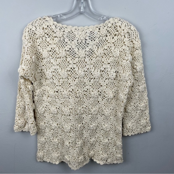 Jon Christy All Handcrafted Crocheted 100% Cotton Longsleeve Sweater Top - Picture 7 of 8